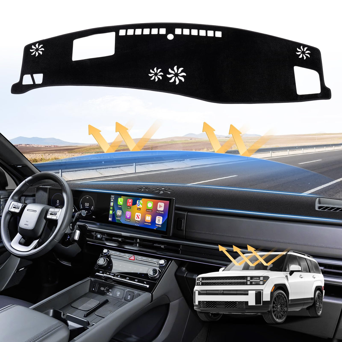Sunsdrew Custom Fit Dash Cover For 2024 2025 Hyundai Santa Fe Mx5 Dashboard Cover Mat For Santa Fe Accessories Sunshade Nonslip