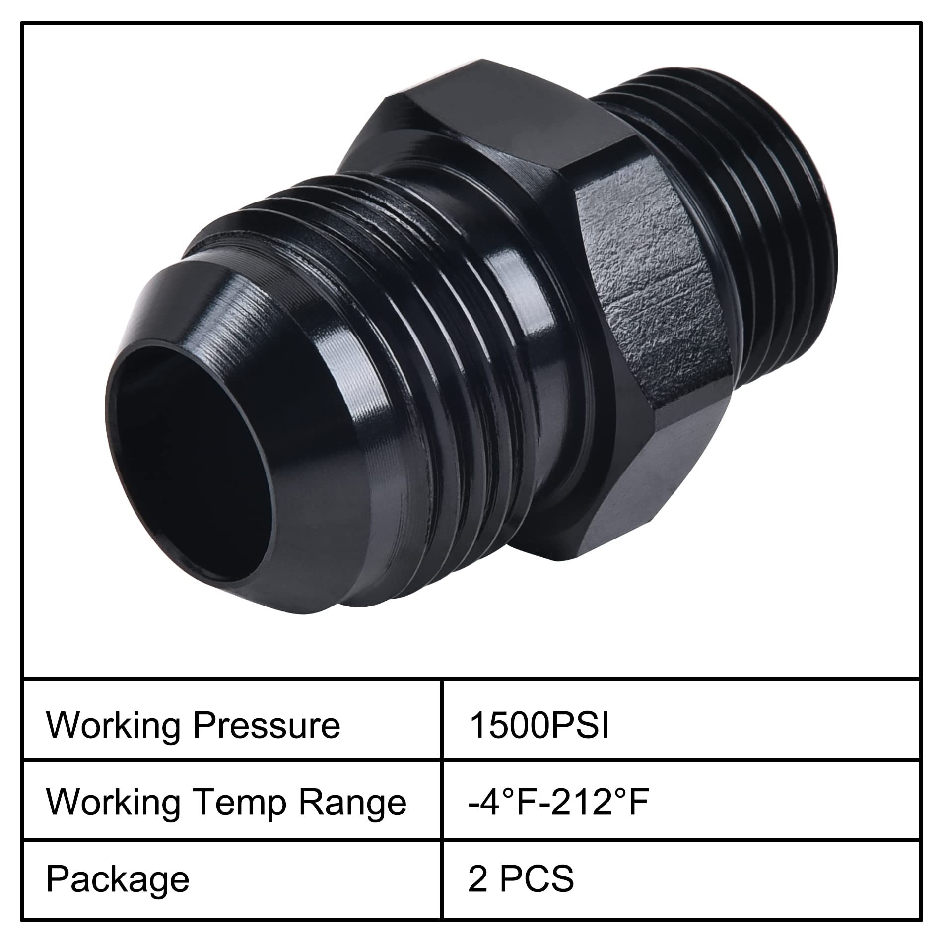 Evil Energy 10An Male Flare To M18 X 1.5Mm Male Metric Fitting Adapter Aluminium Alloy 2Pcs