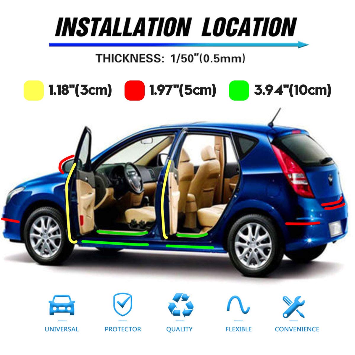 Tolanbbt Car Door Edge Guard Invisible Automotive Door Sill Guard Protectors Anti-Scratch Adhesive Tape Waterproof Strips For Car Door Edge Protection (33Ft X 1.18”, Transparent)