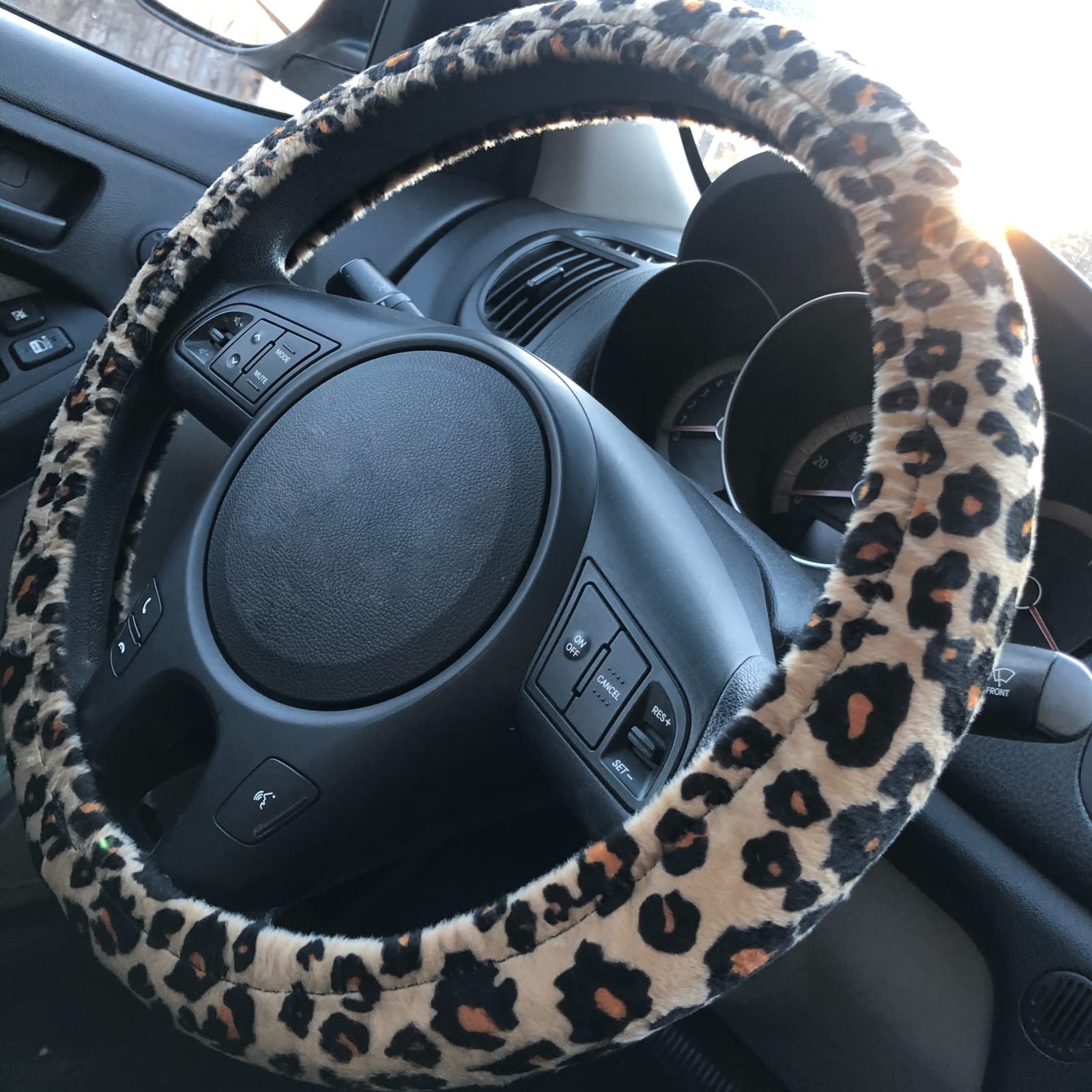 Autofan Leopard Car Seat Covers Full Set With Steering Wheel Cover 2 Seat Belt Pads, Cheetah Print Seat Covers For Cars For Wome