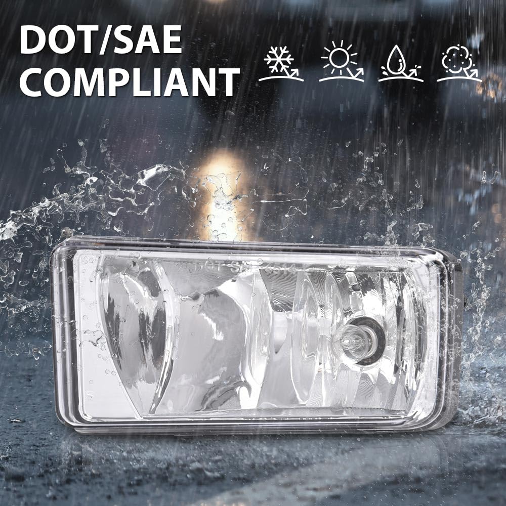 G-Plus Front Bumper Fog Lights W/Bulbs Compatible With Chevy Silverado/Tahoe/Fit Suburban 2007-2015 Left & Right Driving Fog Lam