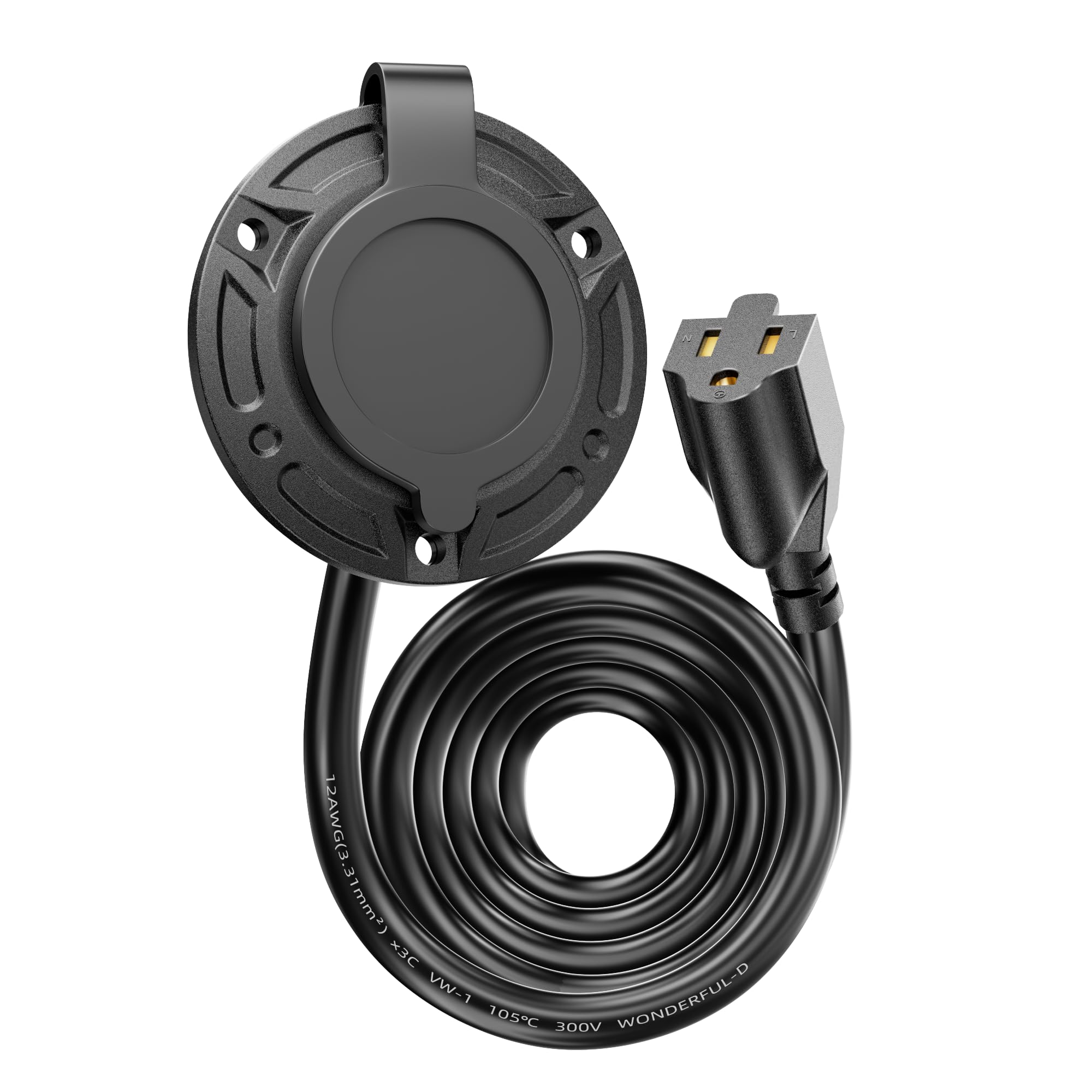 Rv Shore Power Inlet Charger Plug,15A Ac Port Plug 125V Power Inlet Socket Waterproof Rv Electrical Outlet Receptacle Box With 1