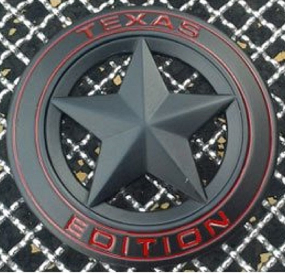 Muzzys (Set of Two) Texas Edition Star Black and Red Round 3'' Shield Emblem Universal Stick-On FITS Tundra, Tacoma, F150, Silve