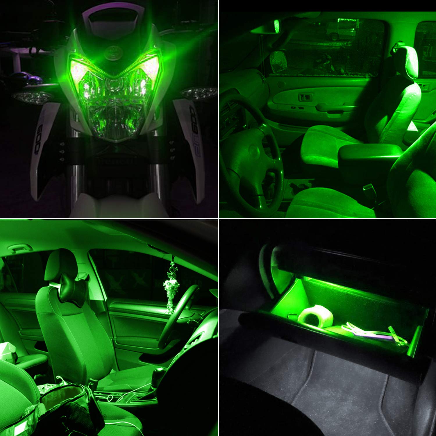 Phinlion 168 194 Green Led Bulb Super Bright Wedge 2825 175 T10 8-Smd Chipsets Led Replacement Bulbs For Car Interior Dome Map D