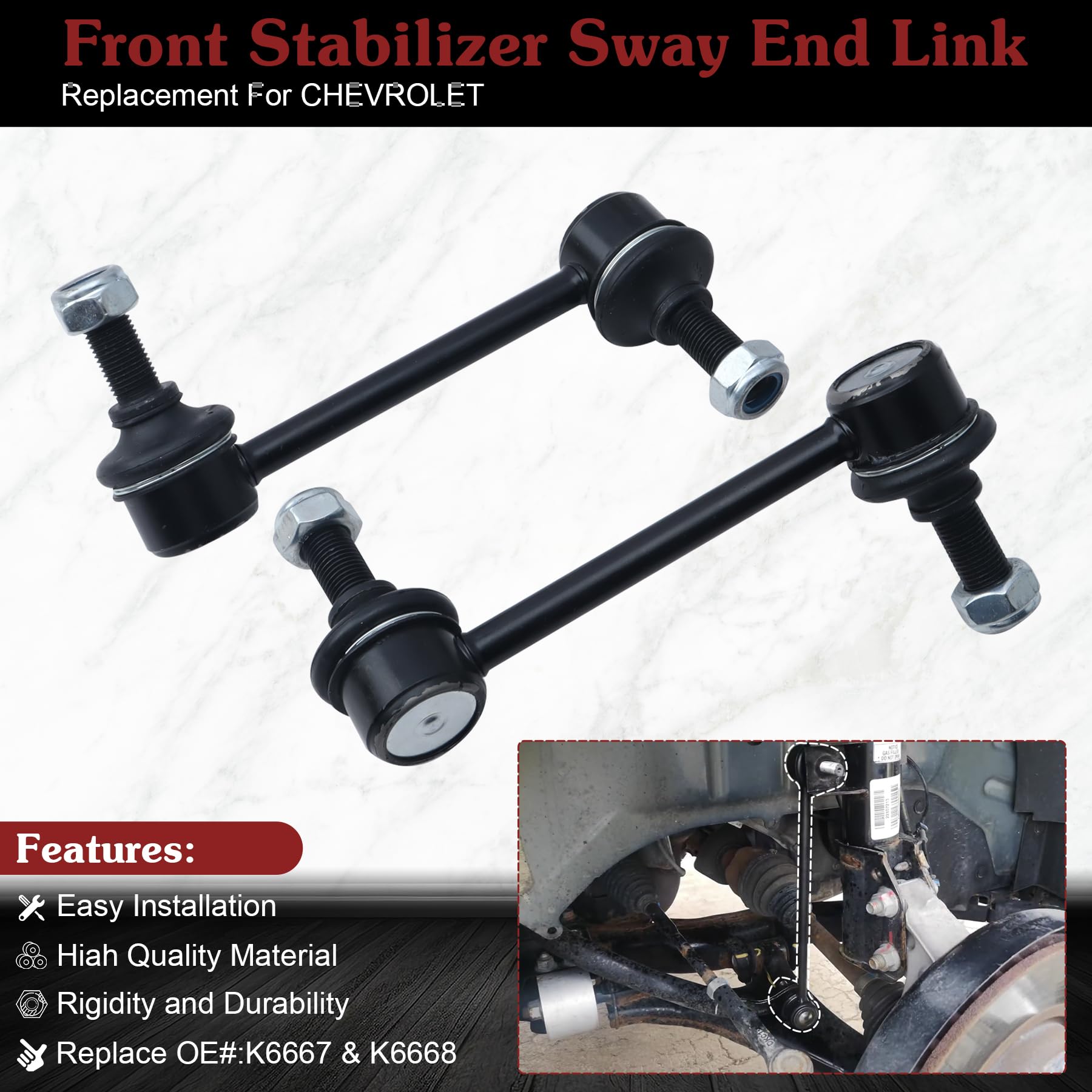 Stiueoav K6667 K6668 Sway Bar Link - Rear Stabilizer End Link Compatible With 2002 2003 2004 2005 2006 2007 2008 2009 Trailblaze