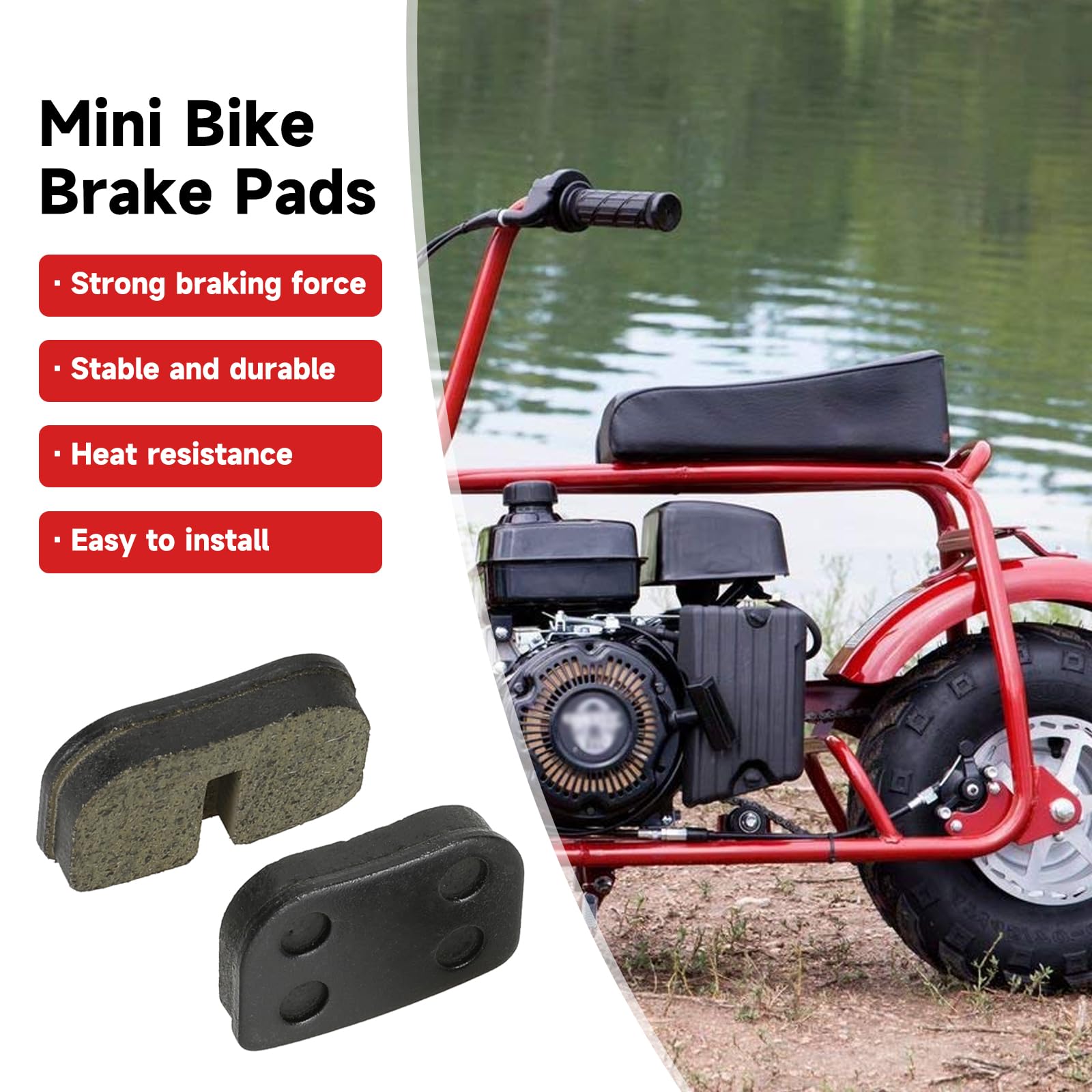 Fvrito Rear Brake Pads For Mini Bike 97Cc 79Cc 2.8Hp Coleman Ct100U Cc100X Motovox Mbx10 Baja Db30 Monster Moto Mmb80 Syx Moto 50Cc 2-Stroke 47Cc 49Cc Pocket Kids Pit Dirt Bike Mini Atv Quad Parts