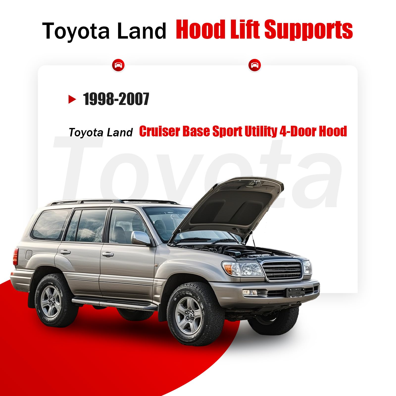 Iaqwe 4361-W Toyota Front Hood Lift Support Compatible With 1998-2007 Toyota Land Cruiser, Front Gas Struts Spring Shocks Fits F