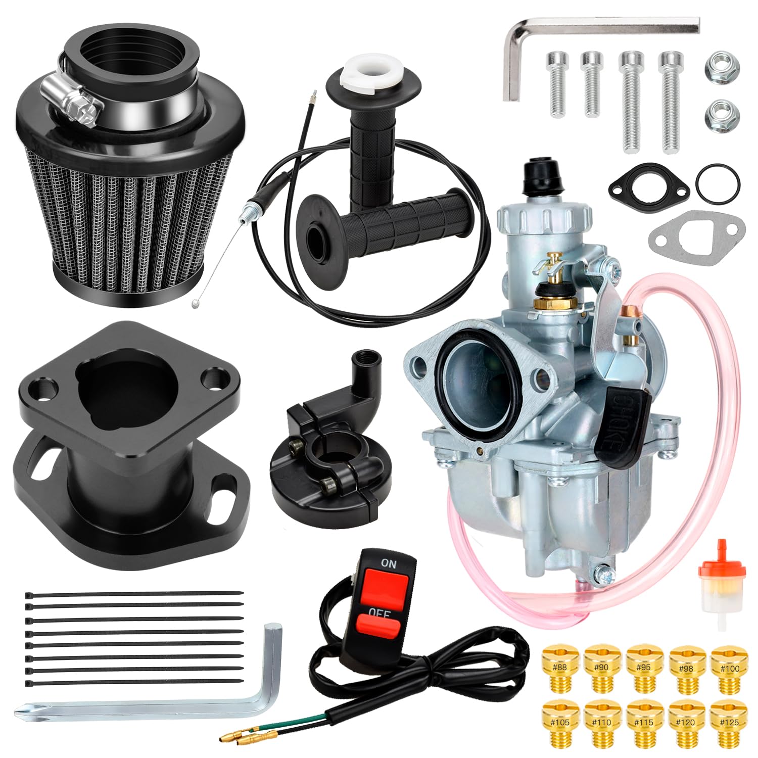 FVRITO Mini Bike 212cc Carburetor Throttle Cable Assembly Jets Kit for Predator 212 196cc 224cc Coleman CT200U BT200X CT200U-EX 