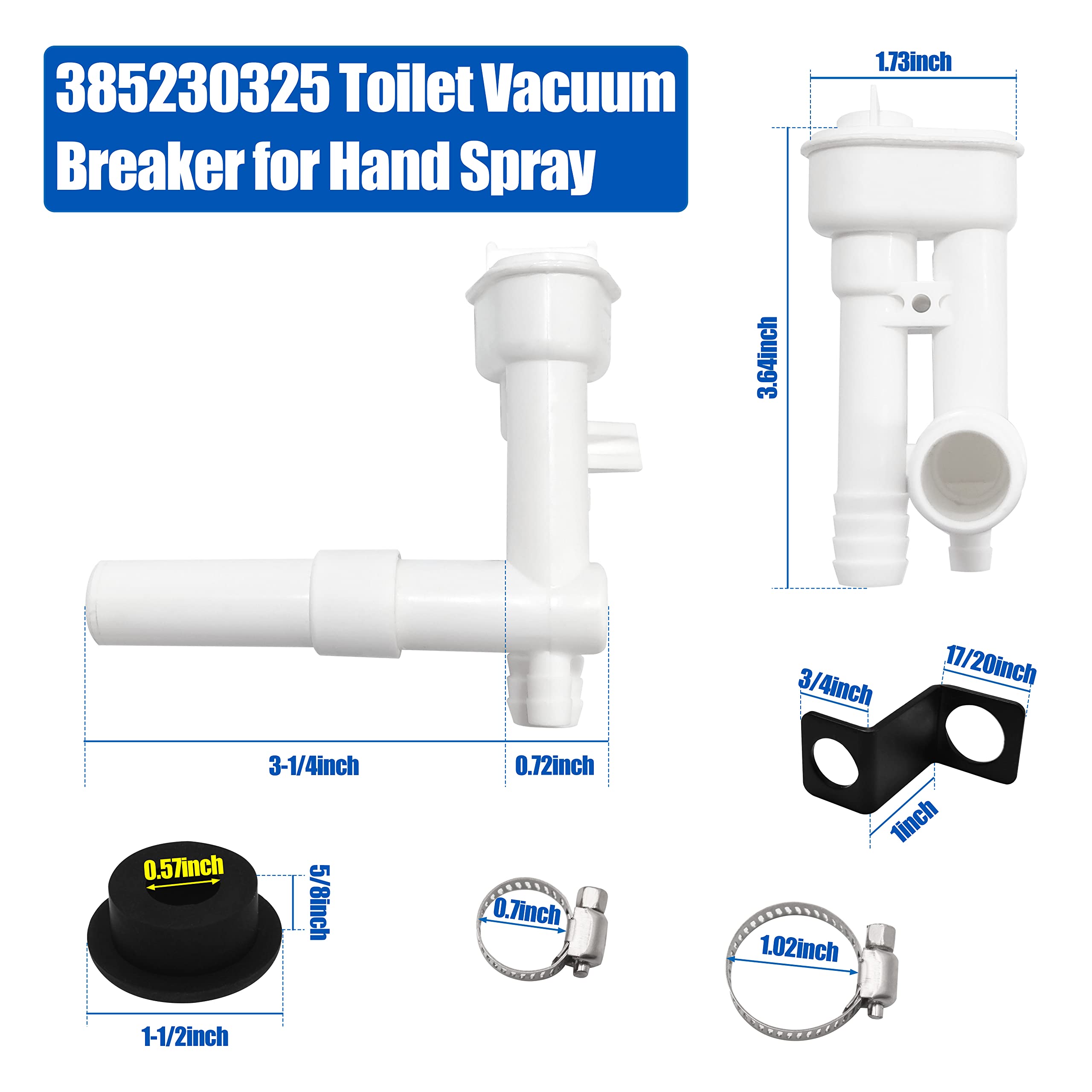 385230325 Toilet Vacuum Breaker for Hand Spray Replacement for Dometic RV Toilet Fit for Sealand VacuFlush and Traveler Toilets