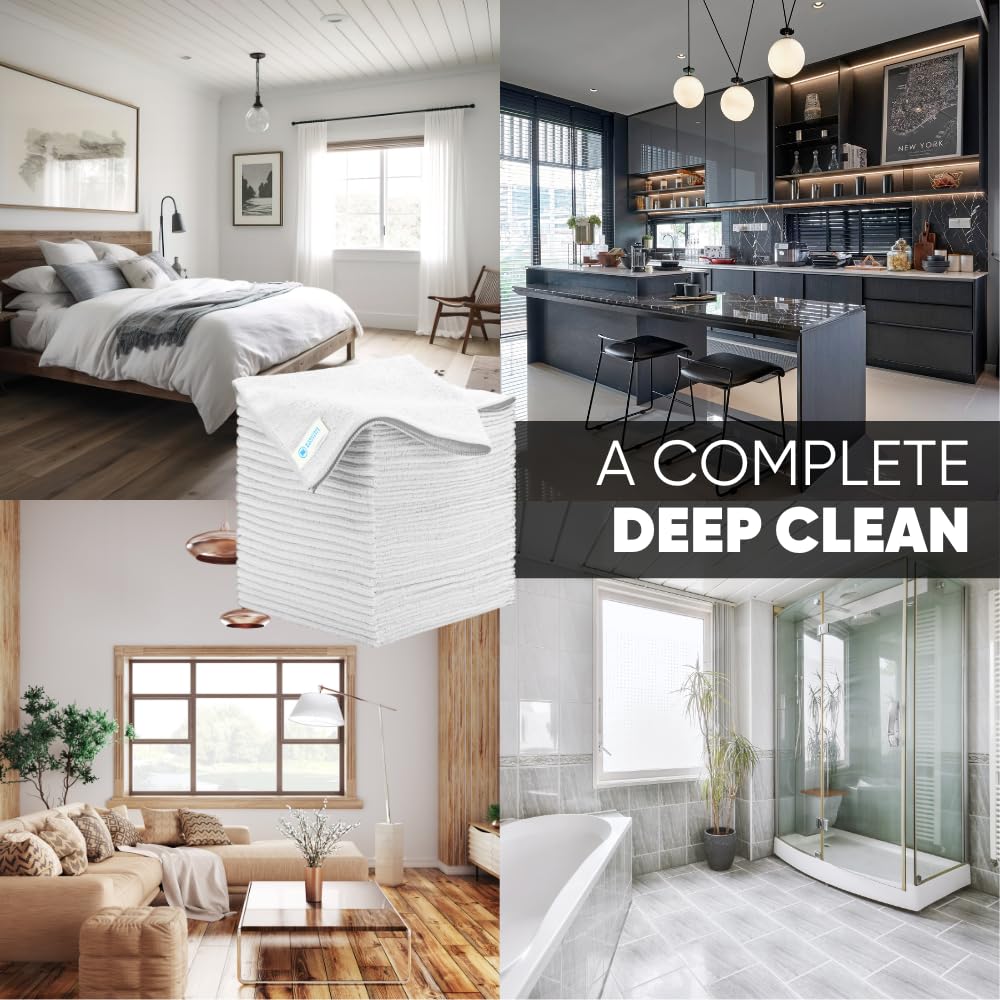 Bulk 16'' X 16'' All Purpose Microfiber Towels Wholesale - Case Quantity (200 Count) | Large | No Fraying | High Density Microfi