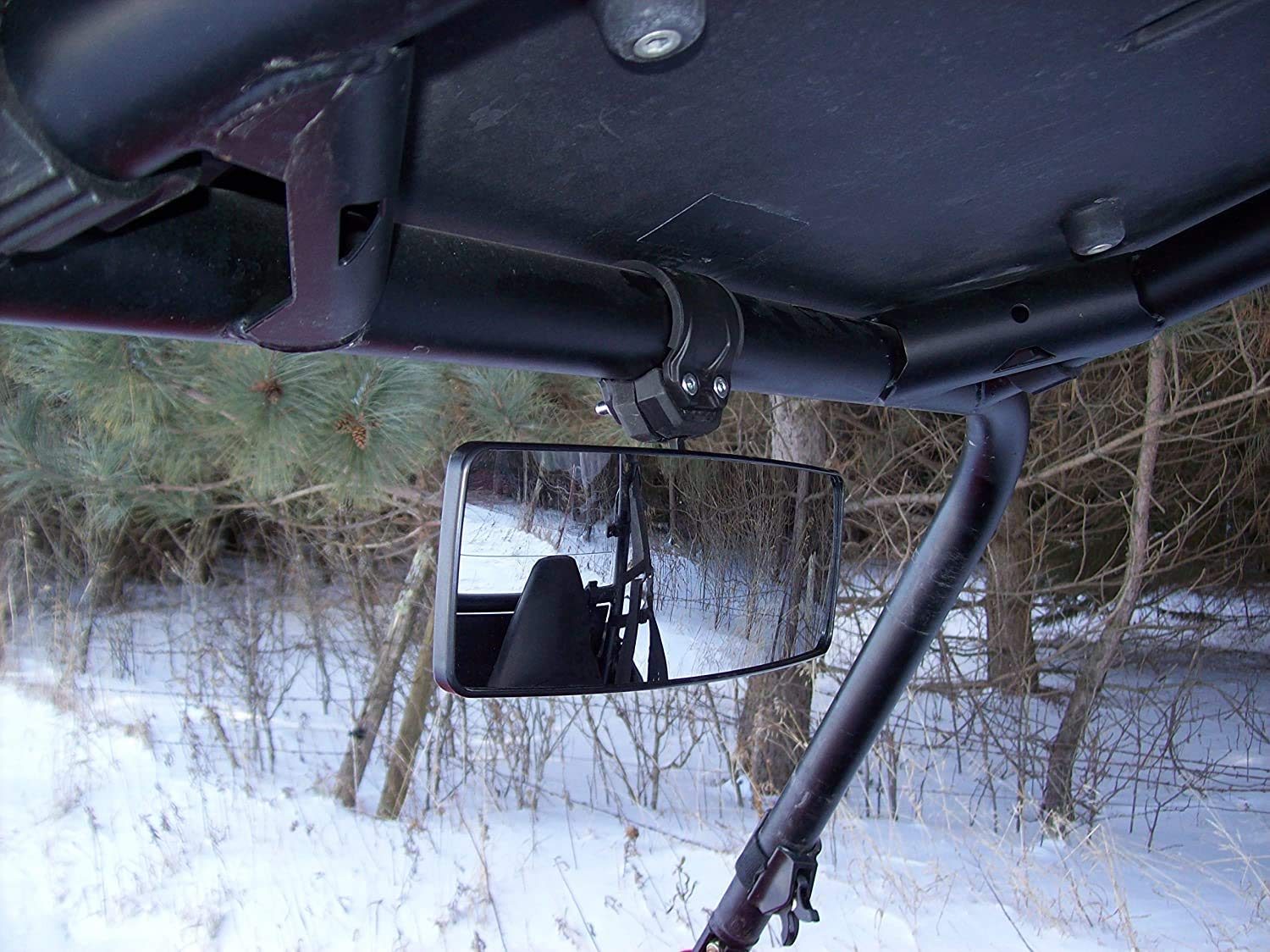 Maverick Advantage Universal UTV Roll Bar Rearview Mirror, 1.5"-2" Size, Black, Fits Kawasaki, Polaris, Honda, Yamaha, Kubota, John Deere