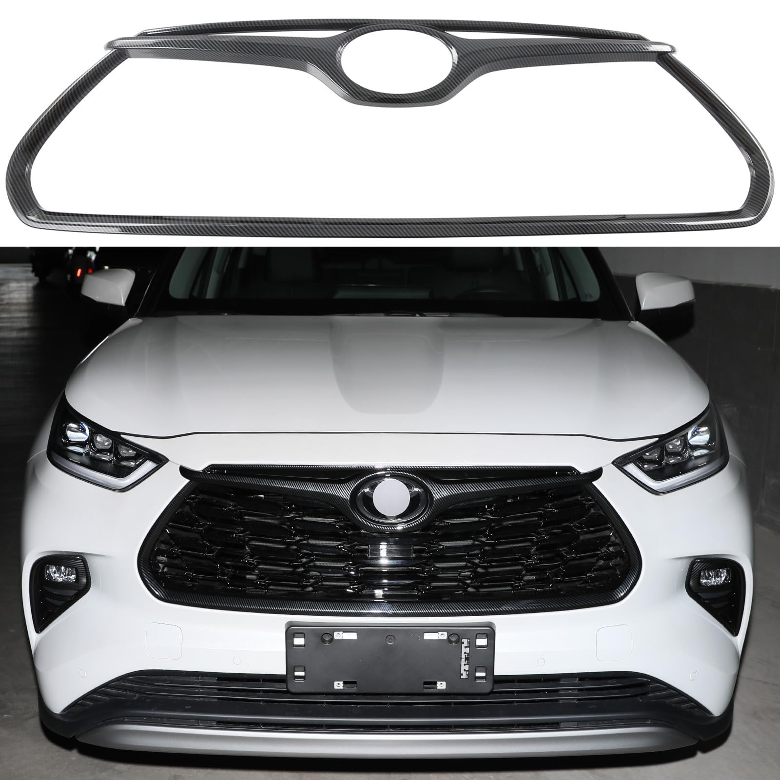 For Toyota Highlander Grille Mesh Cover Trims,Sporty Front Grille Frame for Highlander 2025 2024 2023 2022 2021 2020 L, LE, XLE,