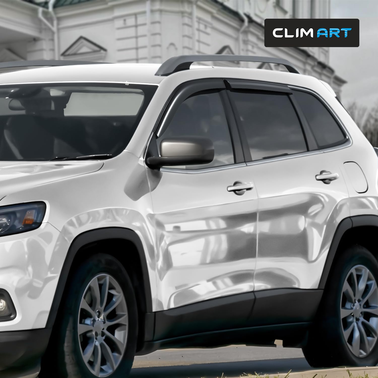 Clim Art Incredibly Durable Rain Guards For Jeep Cherokee 2014-2023, Original Tape-On Window Deflectors, Vent Deflector, Window