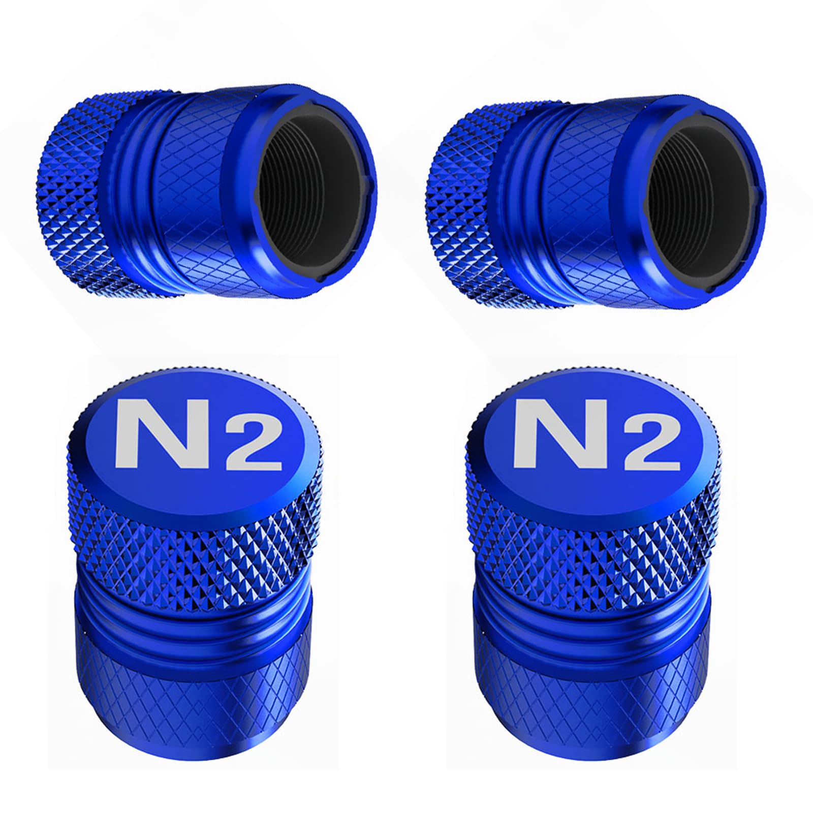 Tire Valve Stem Caps - 4 Pack Anti-Corrosion Premium Anodized Alloy Tyre Air Valve Caps N2 Nitrogen For Car Suv Bike Blue