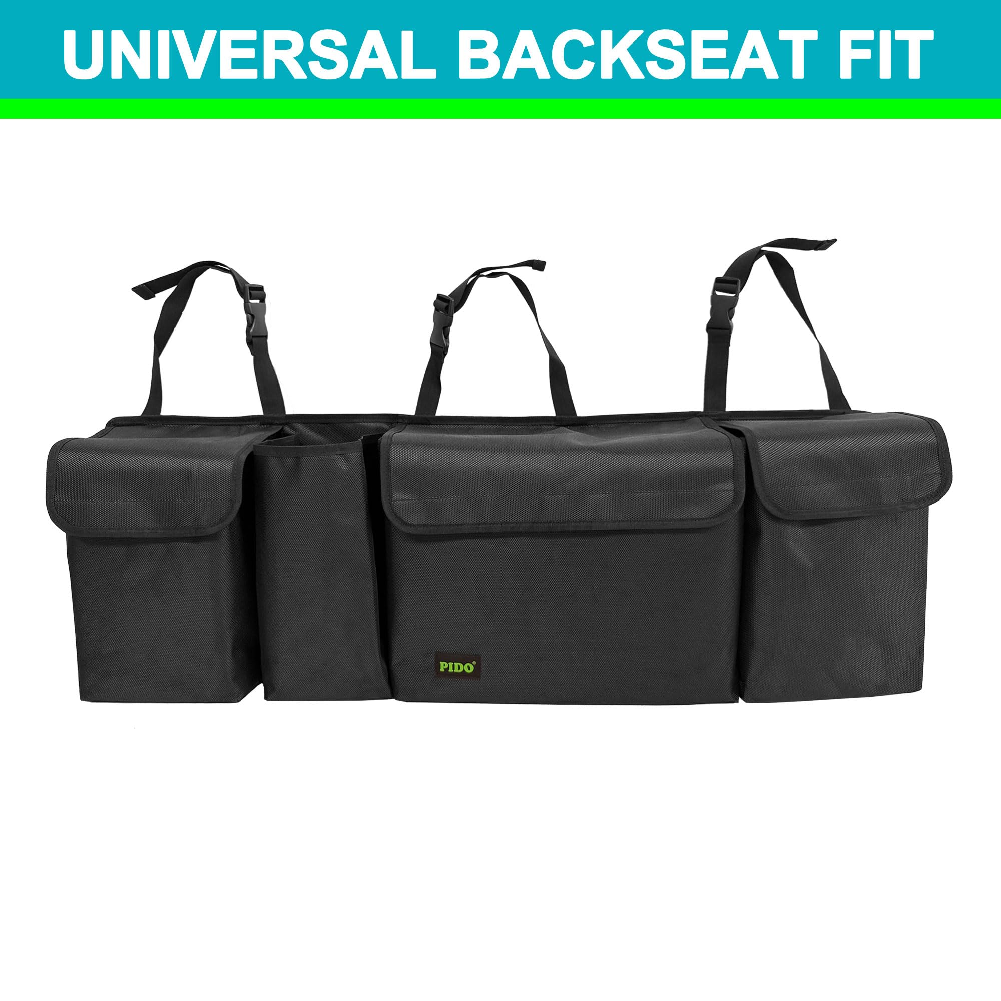 Pido Car Trunk Organizer, Backseat Hanging Organizer With 4 Large Pockets, Trunk Storage Bag For Suv, Truck, Mpv, Jeep, Car Inte