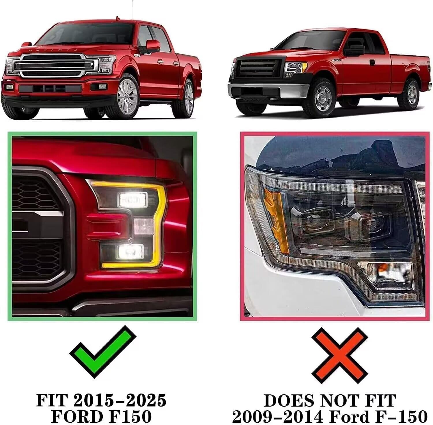 Comnova Running Boards Compatible With 15-25 Ford F150 Crew Cab(4 Full Size Doors) Side Steps For 2017-2025 Ford F250 F350 Super