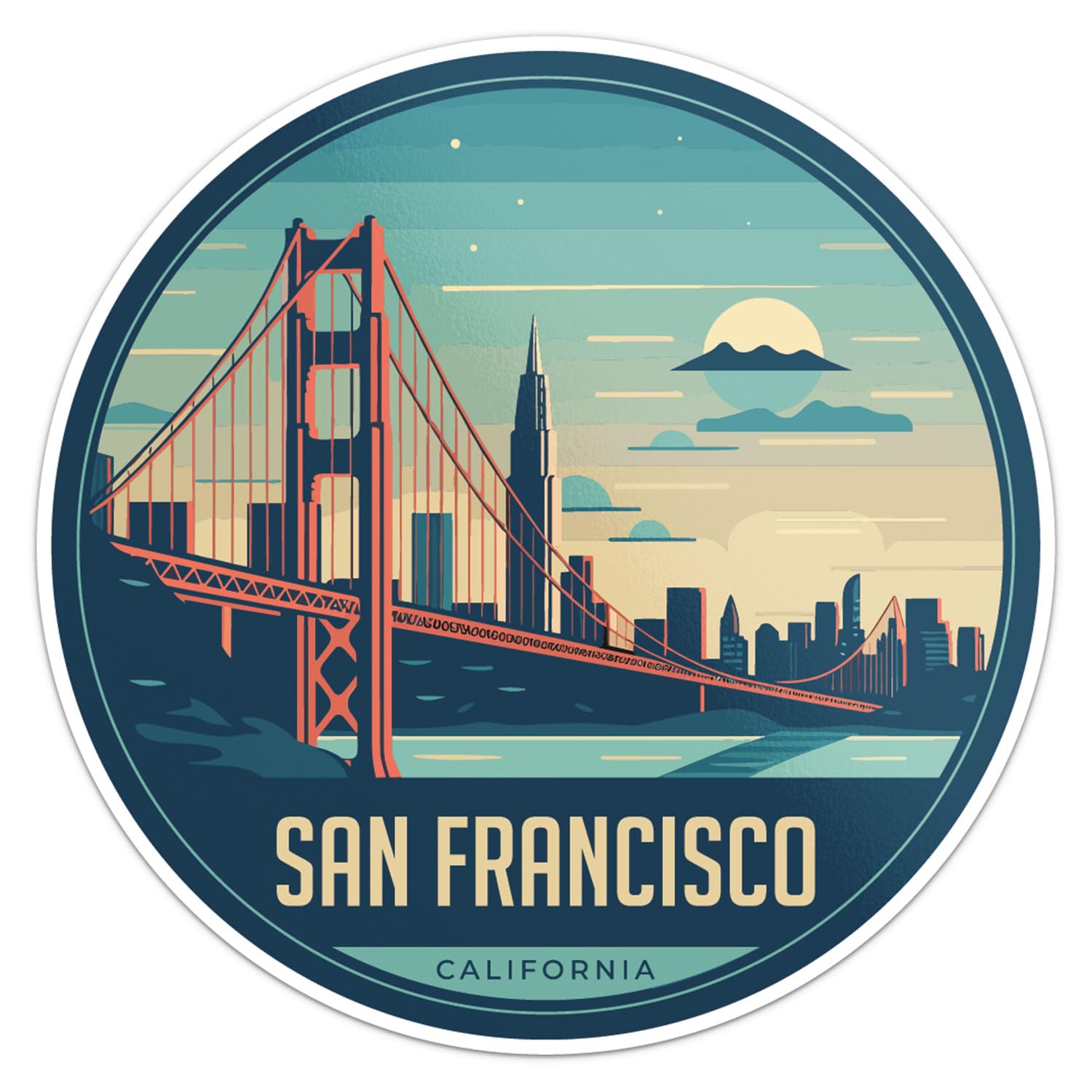 San Francisco City Sticker - Waterproof Vinyl Decal for Car Bumper, Laptop, Water Bottle, Wall, and Window, Size - 3'' Longer Si