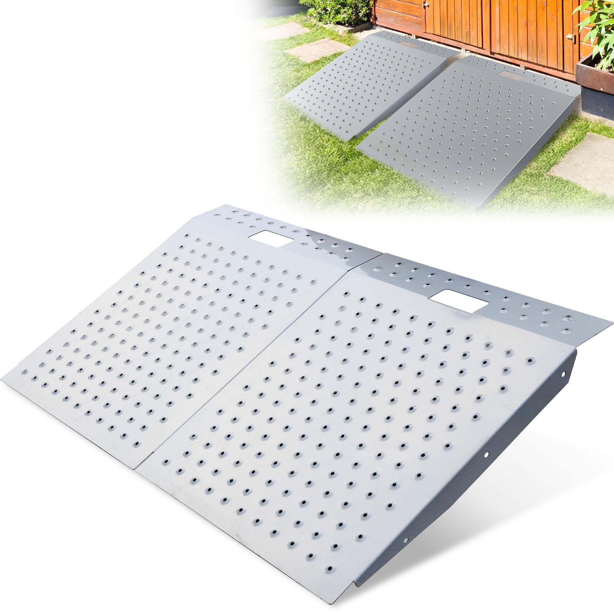 WHALEMOTOR Shed Ramp 2PC, Loading Ramp for Riding Mower, 29'' L x48 W, 1500 lbs Capacity, Shed Storage Ramps for Sheds, Garages,