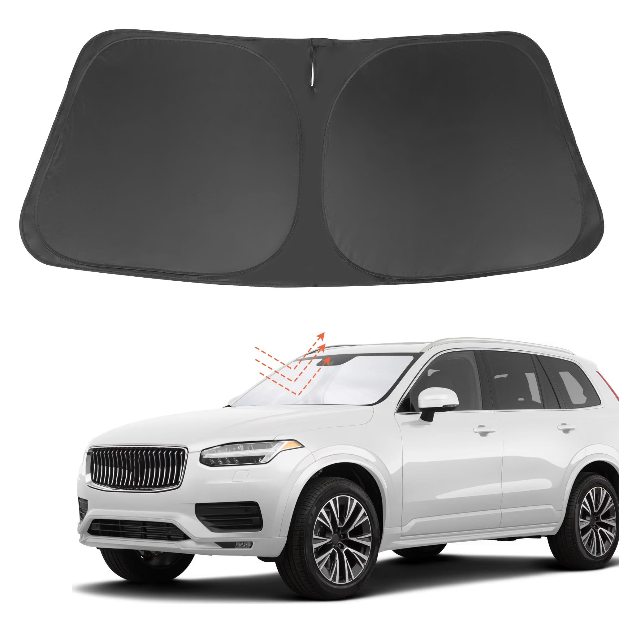 Yycke Windshield Sun Shade Accessories Compatible With 2016-2024 2025 Xc90 For Volvo Foldable Sunshade Sun Visor Blocks Uv