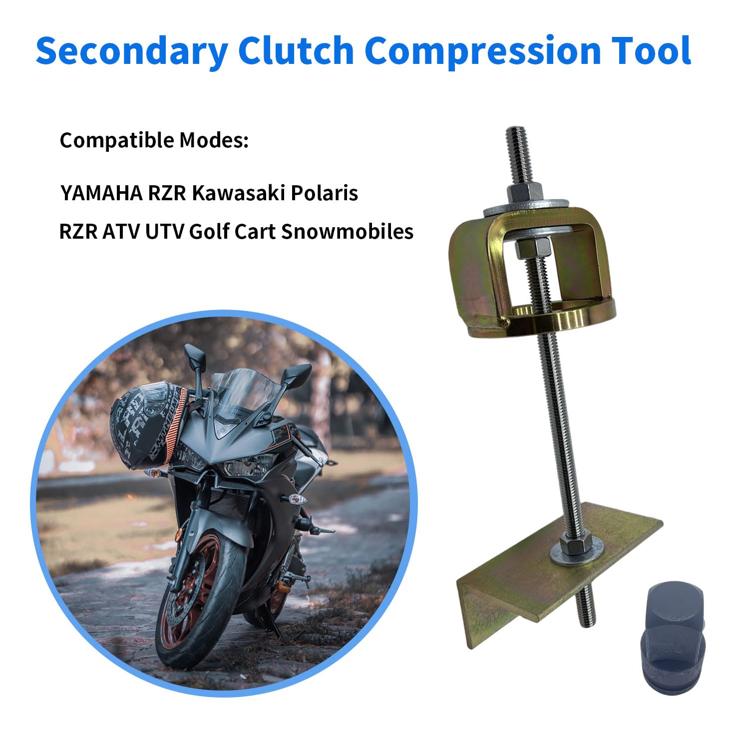 Biglknm Clutch Compression Tool Atv Snowmobile Compatible For Yamaha Rzr Kawasaki Polaris, Primary Secondary Clutch Spring Compressor Tool