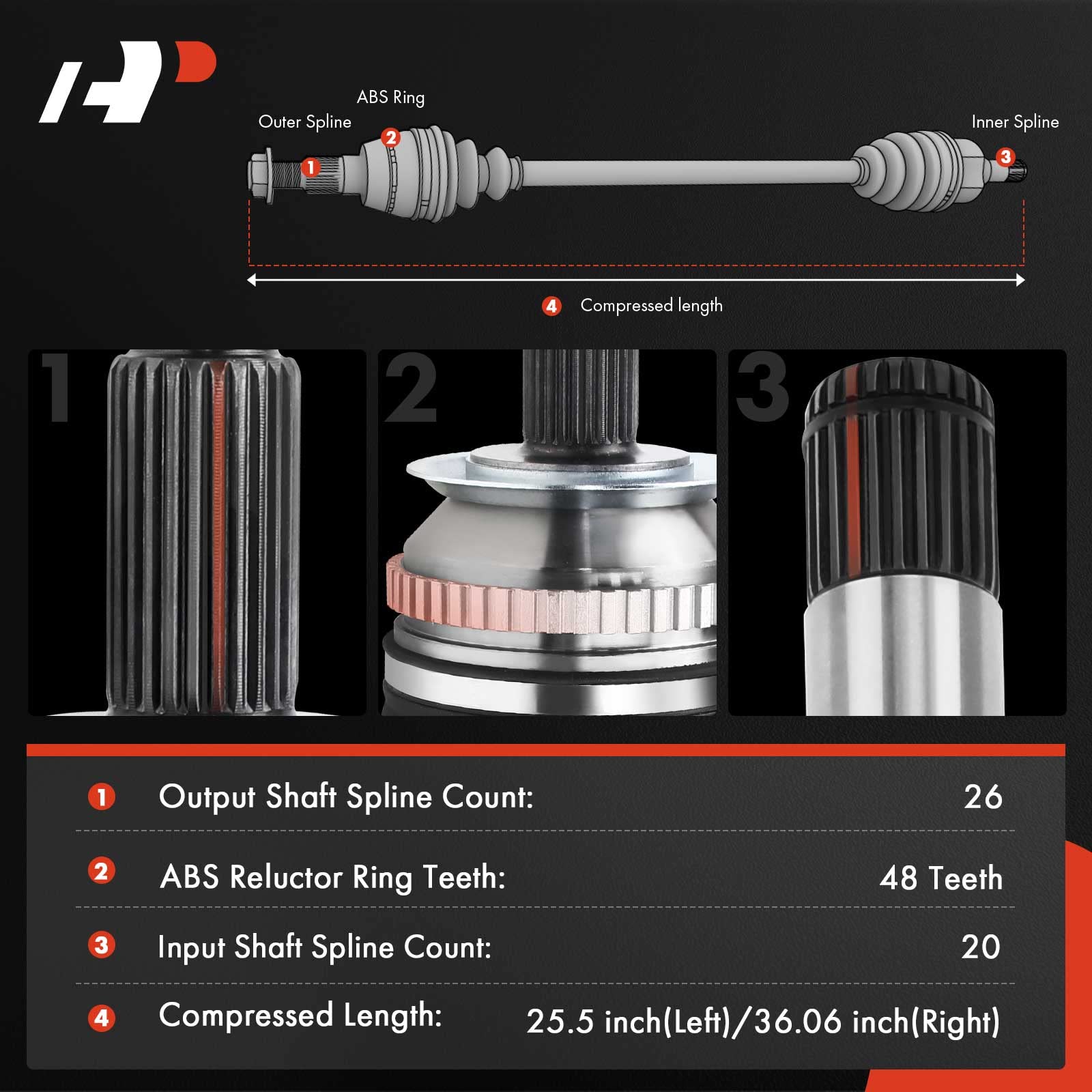 A-Premium Pair (2) Front CV Axle Shaft Assembly Compatible with Toyota Corolla 2009-2018, Matrix 2003-2013 & Pontiac Vibe 2003-2
