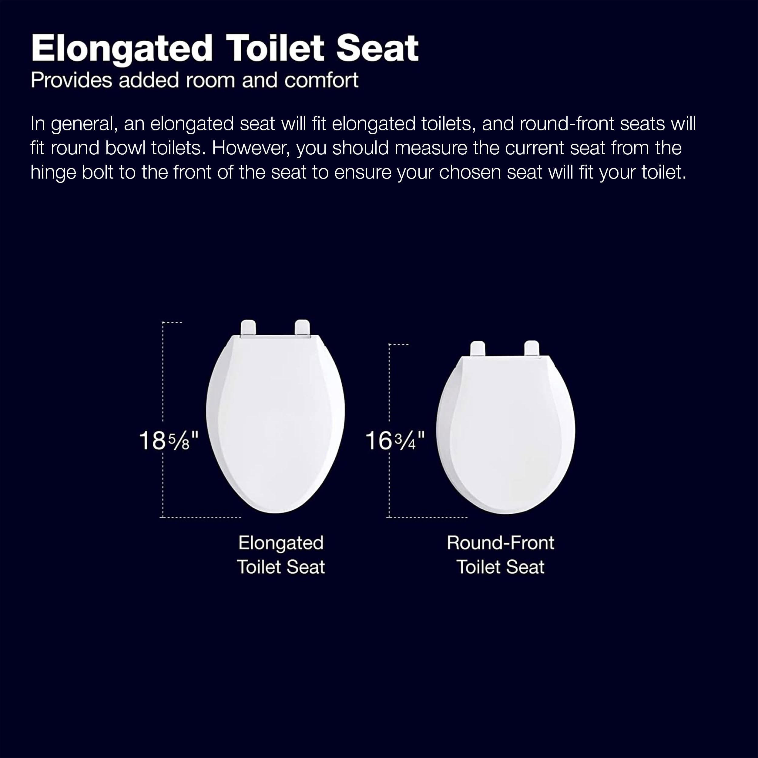 Kohler K-4774-0 Brevia Elongated White Toilet Seat With Quick-Release Hinges And Quick-Attach Hardware For Easy Clean