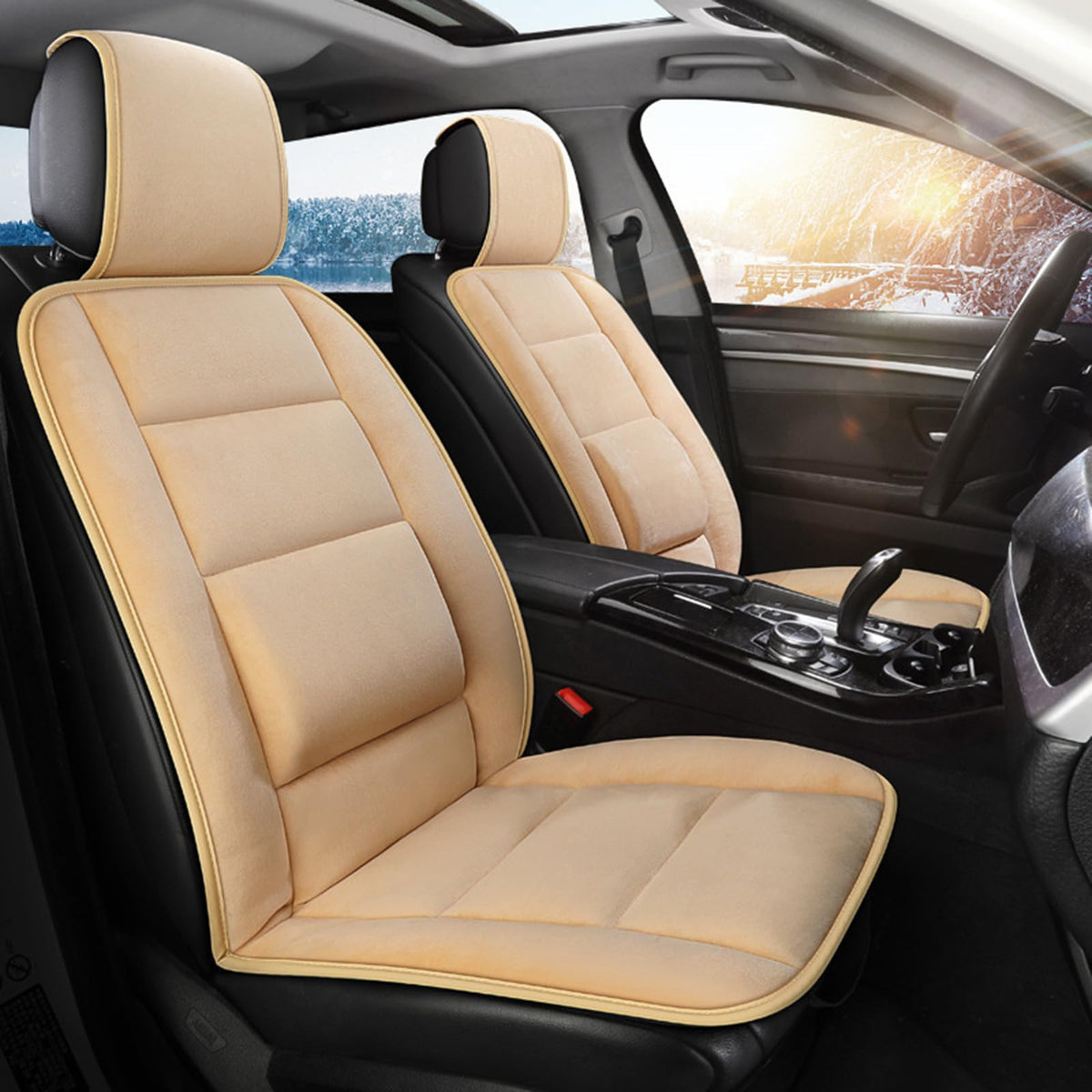 Chifengzun 2Pcs Fuzzy Car Seat Covers Front Car Seat Cushion For Mazda Cx-5 Cx5 3 6 Cx-9 Cx9 Cx-3 Speed 3 5 Cx 7 2 Tribute 9 929 Demio 121 Bt50 (Beige)