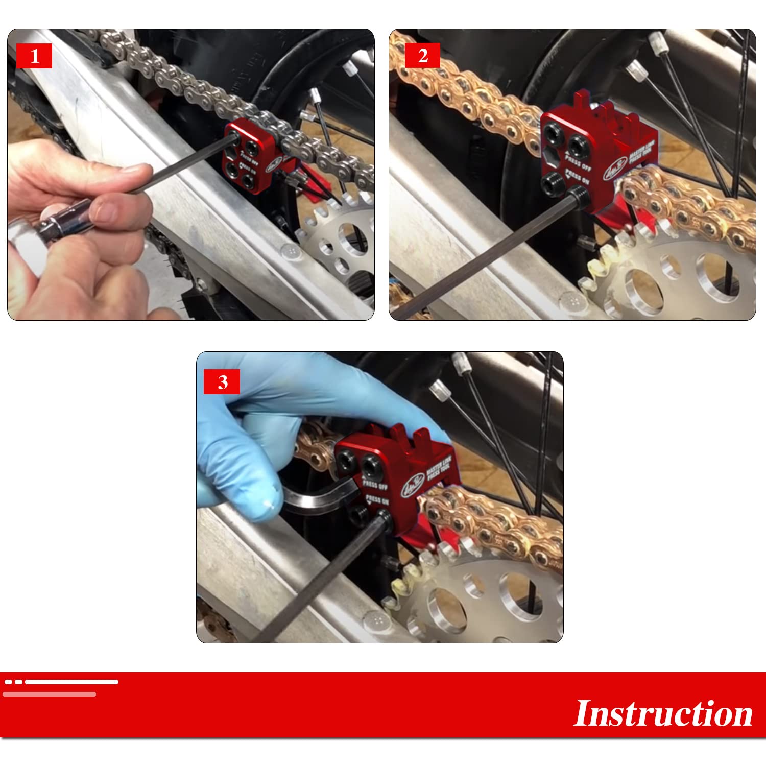 Master Link Press Tool For 520 525 530 Sideplate Motorcycle Atv (Red)