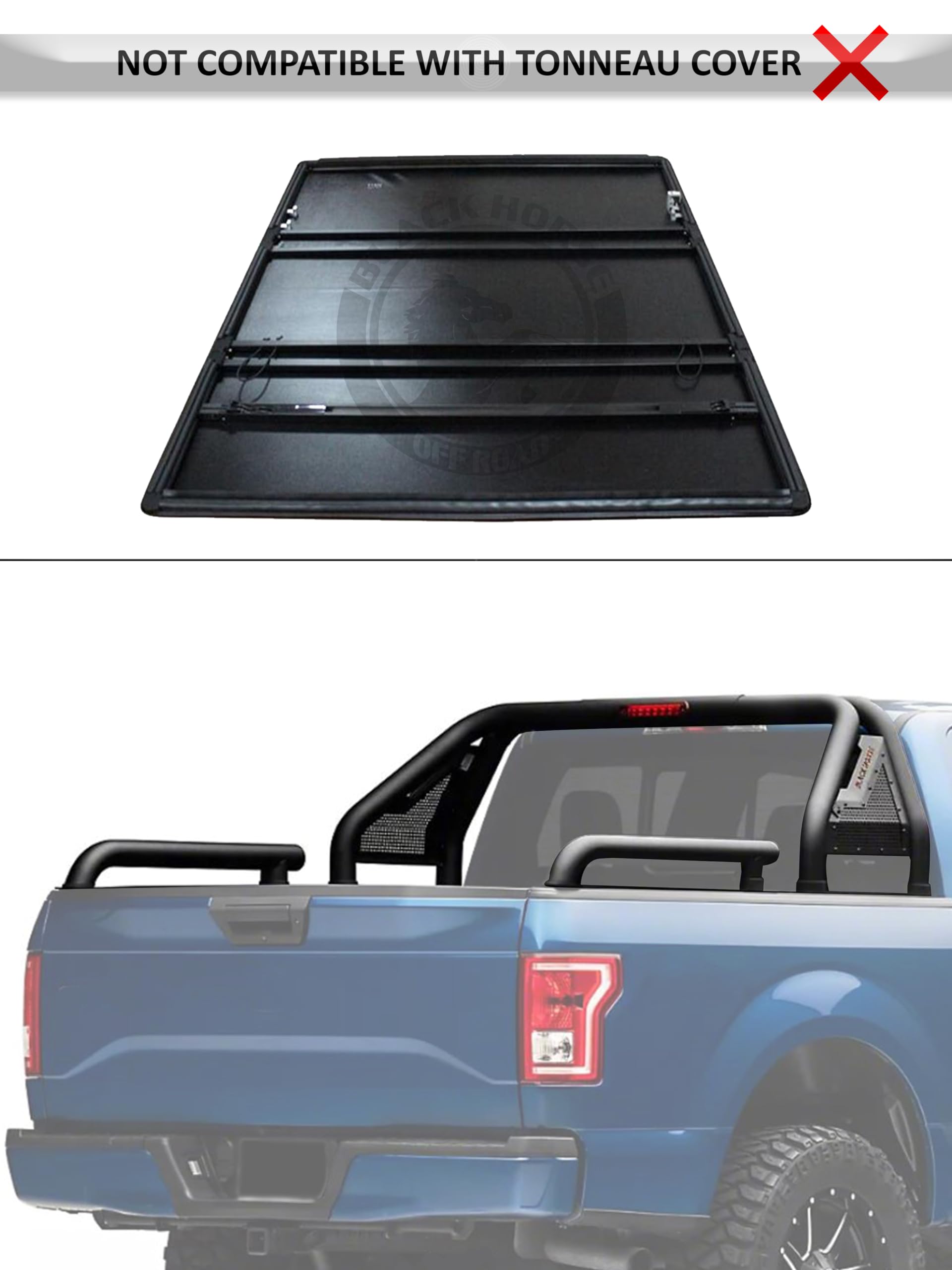 Black Horse Off Road Gladiator Roll Bar Modular Black Compatible 19-23 Titan/Xd|14-23 Silverado/Sierra 1500/2500/3500|15-23 Ford