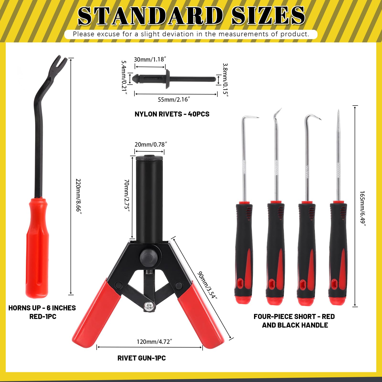 Mardatt 46Pcs Plastic Rivet Gun Kit With Nylon Blind Rivets, Fastener Removal Tool And Precision Tools Hooks, Plastic Rivets Safe Metal Plastic Clips Removal Hand Riveter For Automotive Removing