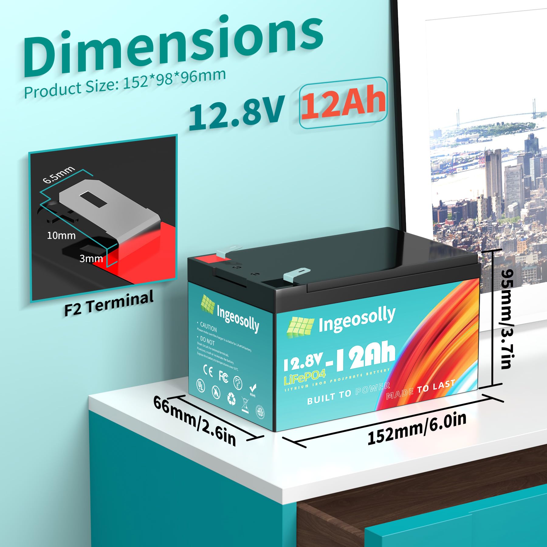 12V 12Ah Lithium Lifepo4 Deep Cycle Battery, 4000+ Cycles Lithium Iron Phosphate Rechargeable Battery For Small Ups, Power Wheels, Fish Finder, Toys, Camping, Scooters And More(Smart Bms)