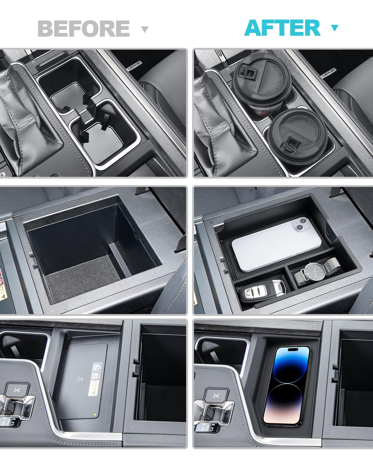 Cdefg 3Pcs Compatible With 2024 2025 Lexus Gx 550 Center Console Organizer Tray Gx 550 Accessories Middle Console Cup Holder Wir