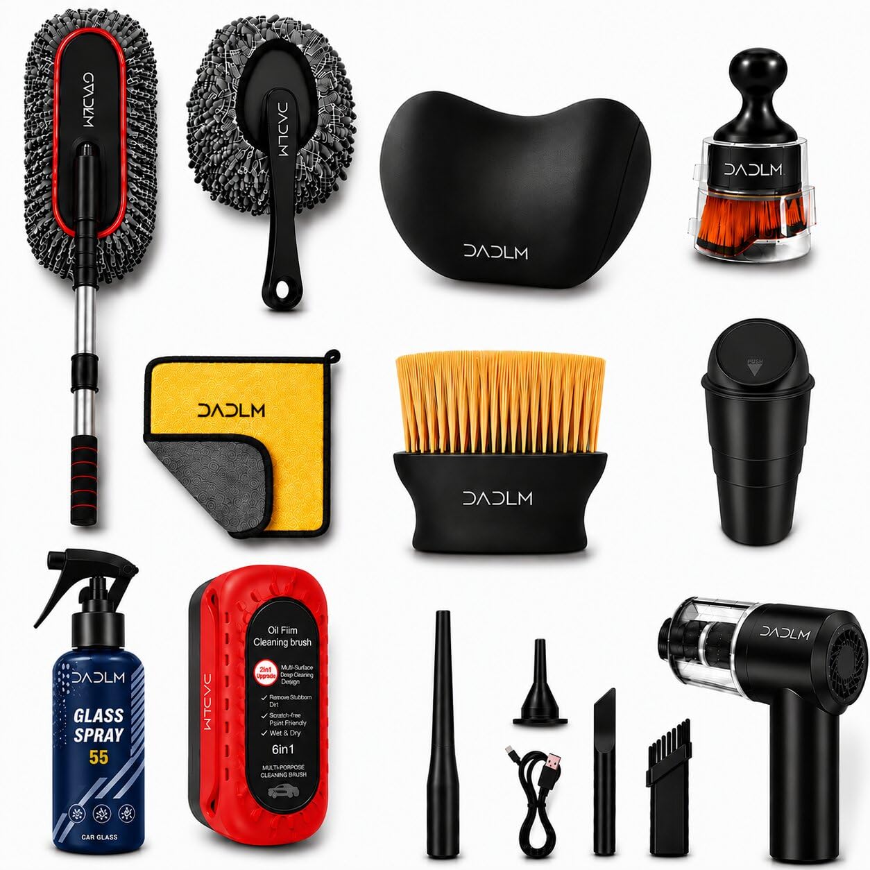 DADLM 10 PCS Microfiber Car Duster Kit with Extendable Handle, Interior & Exterior Car Cleaning Tools, ScratchFree Microfiber C