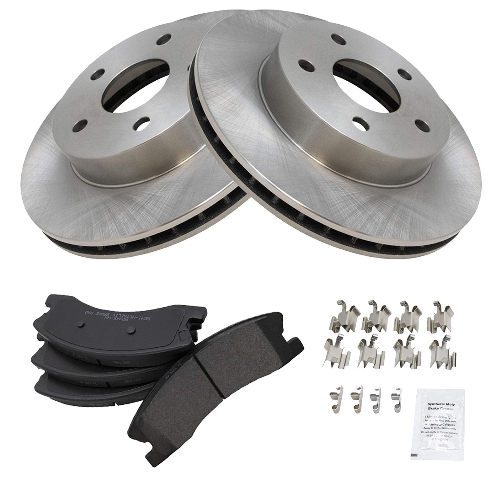 Trq Front Brake Pad & Rotor Kit Brake Pads Brake Rotor Semi-Metallic Compatible With 1999-2004 Jeep Grand Cherokee