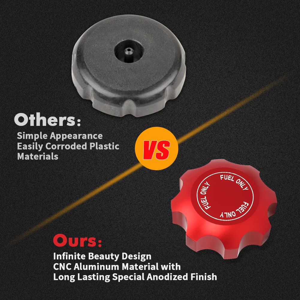 AUTOVIC RZR Fuel Gas Cap, CNC Aluminum Fuel Tank Cap For Polaris Ranger RZR 570 800 900 1000-Replace 5439075 5433687 2520957(Red