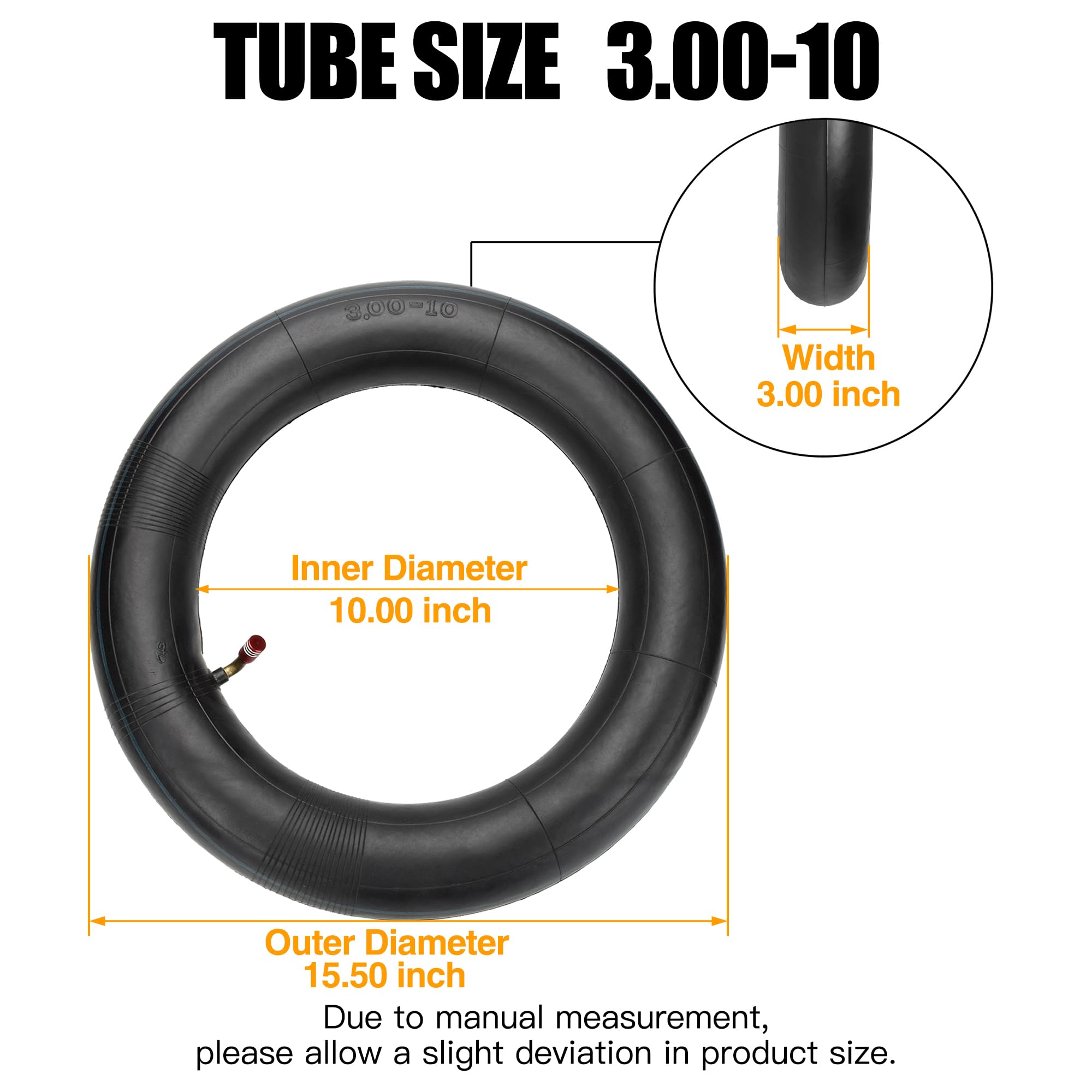 Fvrito 2.75/3.00-10 3.00X10 2.50X10 80/100-10 Inner Tube For Honda Xr50 Xr70 Crf50 Ct70 Ez90 Cub Razor Rsf650 Kawasaki Klx110 Suzuki Drz110 50Cc 70Cc 90Cc 110Cc 125Cc Dirt Pit Bike Scooter Moped