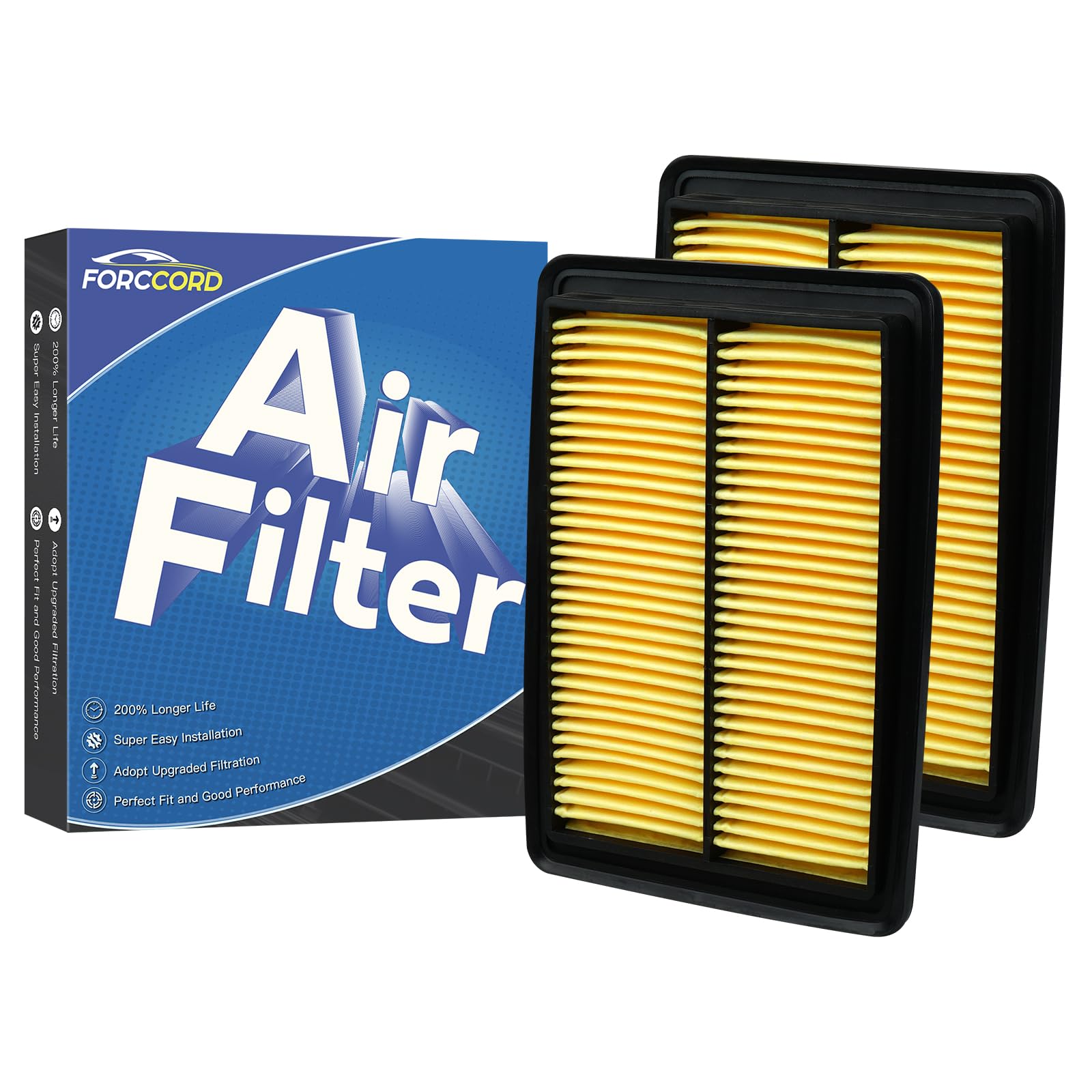 Forccord 2-Pack Engine Air Filter Fits For Rogue(2014-2020),Rogue Sport (2017-2022),Qashqai (2017-2021) Air Filter Replacement 1