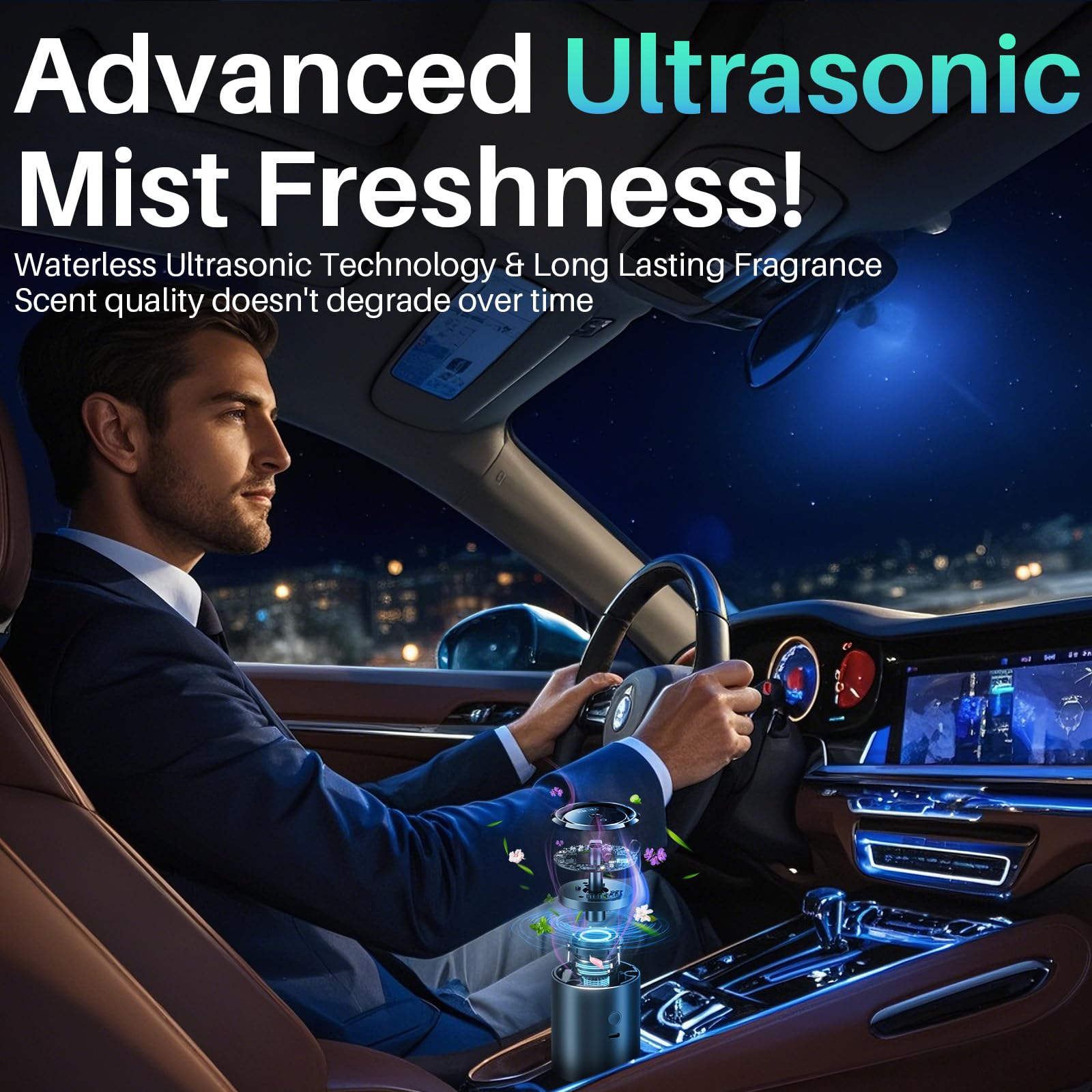 Smart Car Air Freshener, Car Diffuser Air Fresheners Long Lasting With 3.4Oz Capacity Essential Oil Last 6 Months For Women&Men
