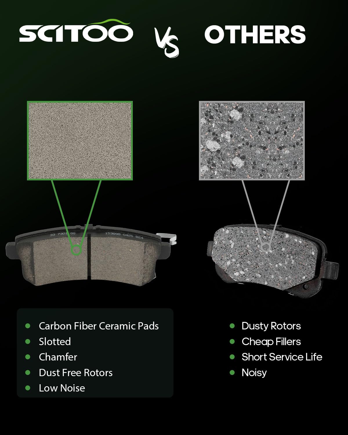 Scitoo D1509 D1510 Ceramic Brake Pads Sets Front & Rear W/Hardware Replacement For Infiniti For Qx56 2011-2013,For Infiniti For