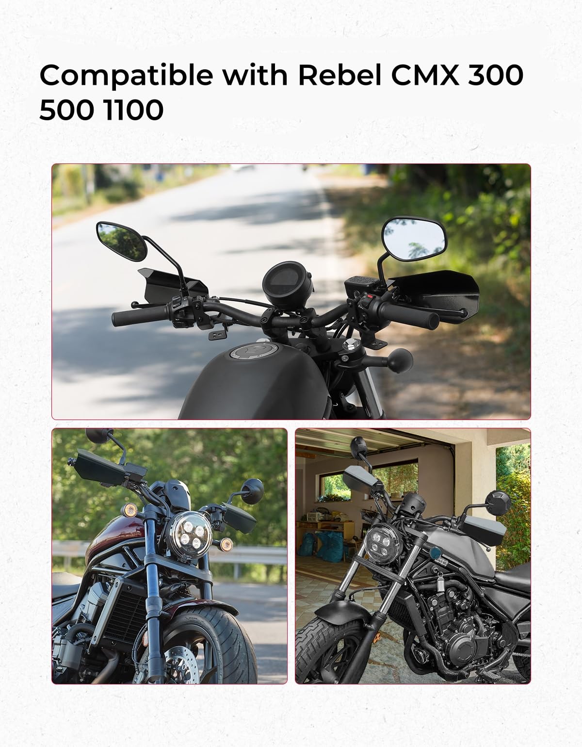 KEMIMOTO Motorcycles Coffin Cut Handguards Compatible with Rebel CMX 300 500 1100 2017-2024 Hand Guards Hand Shields Rebel Acces