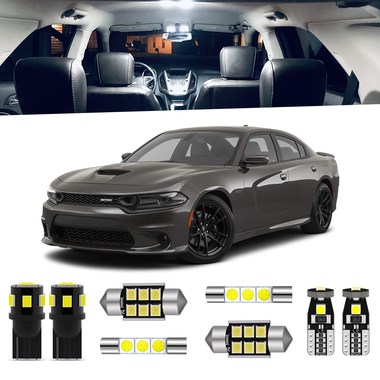 ENDPAGE 16-Pieces Charger Interior LED Light Kit Package for Dodge Charger 2011 2012 2013 2014 2015 2016 2017 2018 2019 2020 202