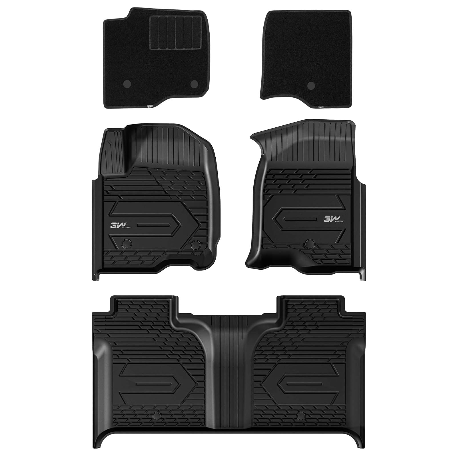 3W Floor Mats & Front Carpet Fit For 2019-2024 2025 Chevy Silverado/Gmc Sierra Denali 1500 & 2020-2024 2025 Gmc Sierra 2500Hd/35