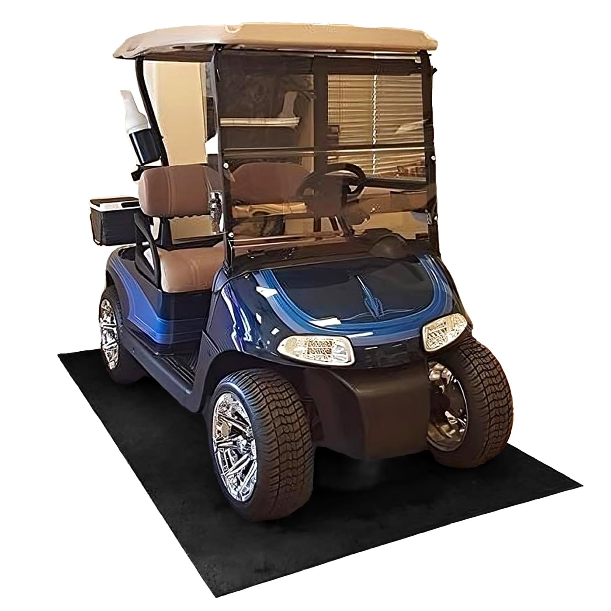 Golf Cart Mat For Garage Floor - Oil Absorbent, Waterproof, Battery Acid Resistant - 5X8Ft Garage Mat - Cut To Size - Reusable F