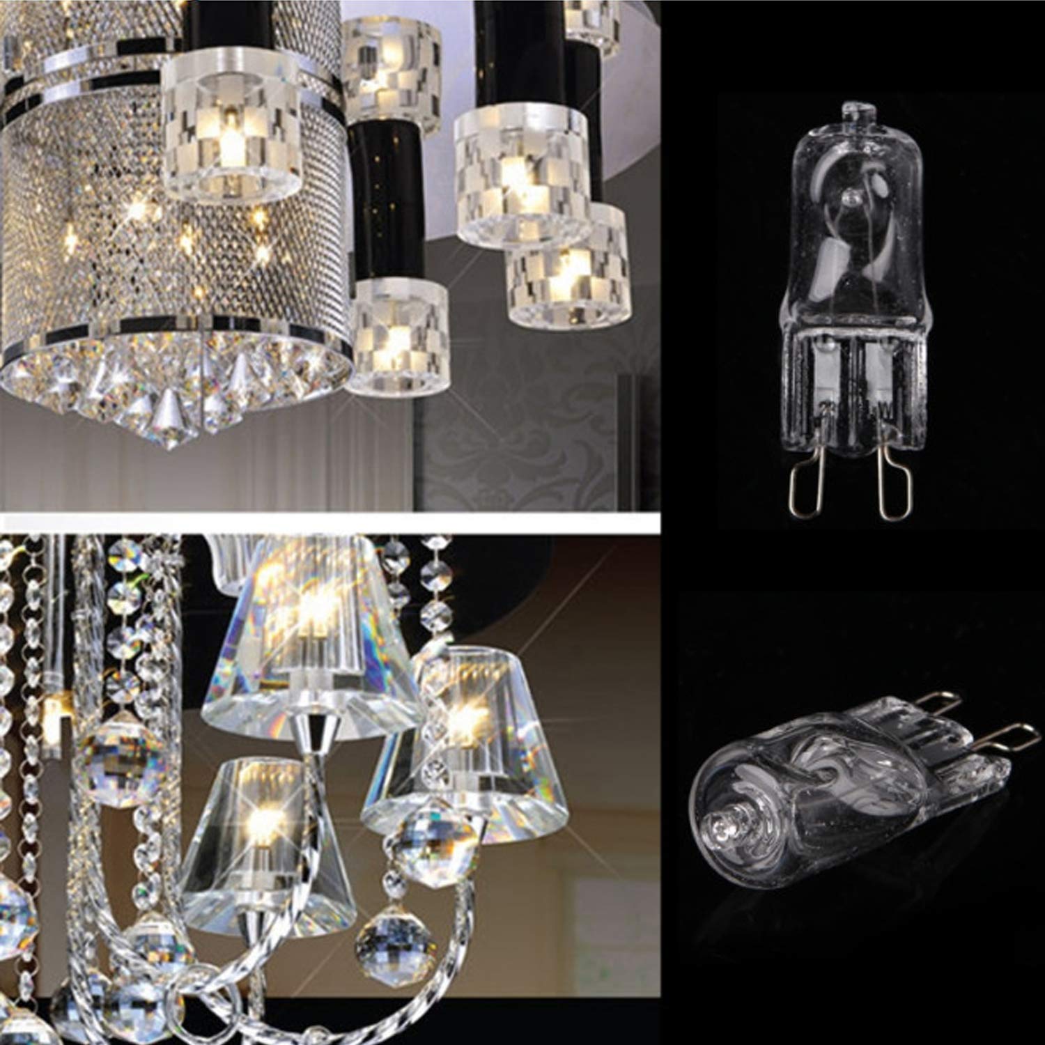 9 Pack,G9 Halogen Light Bulbs 40 Watt ,Crystal Clear Lense, T4Q40G9Cl120V Jd Type Halogen House Hold Light Bulb,For Hanging Pend