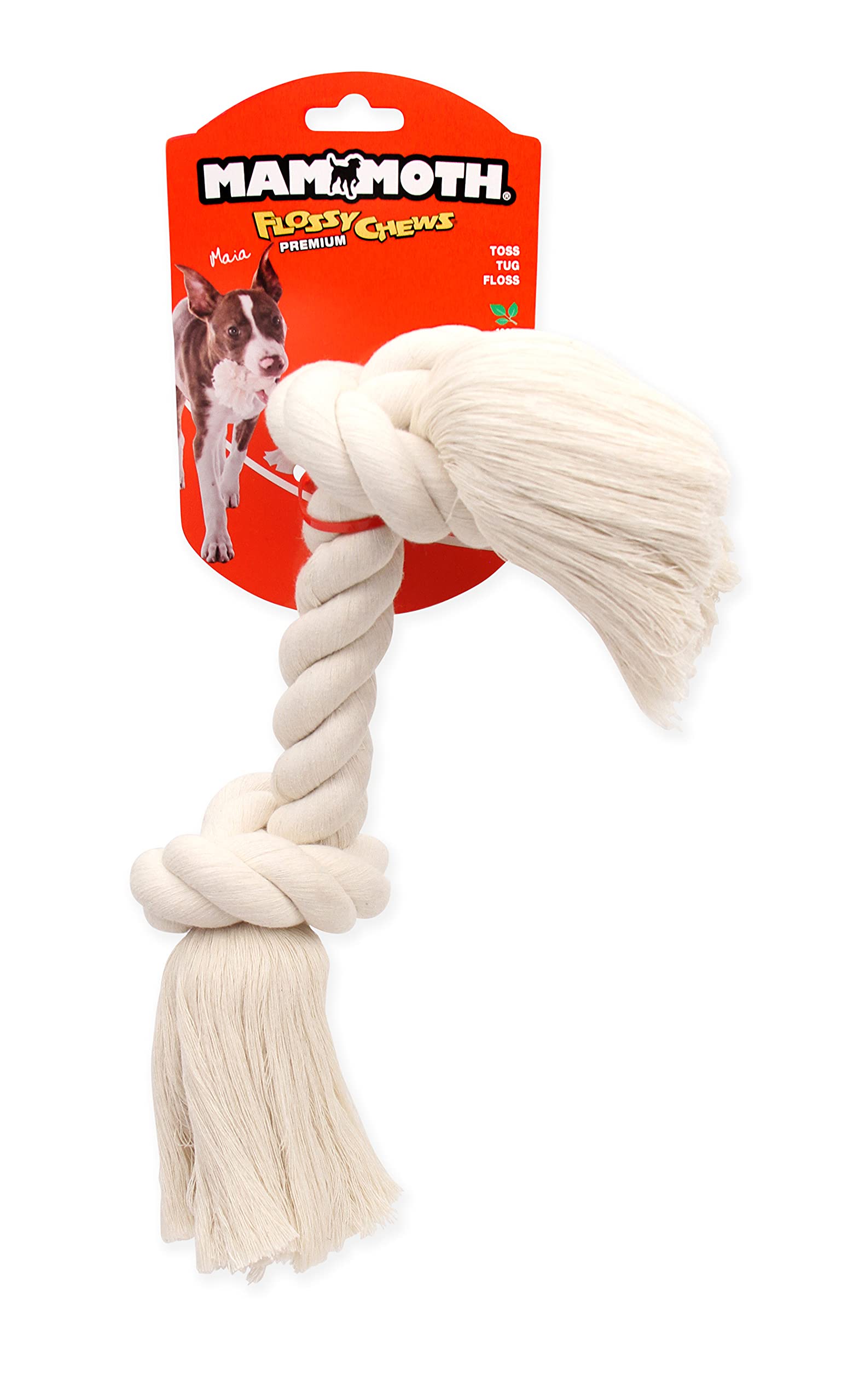 Mammoth Flossy Chews - 100 Per Cent Natural Cotton Rope Dog Toys - Interactive Tug Of War Rope - Dog Chew Rope Flosses Teeth - P