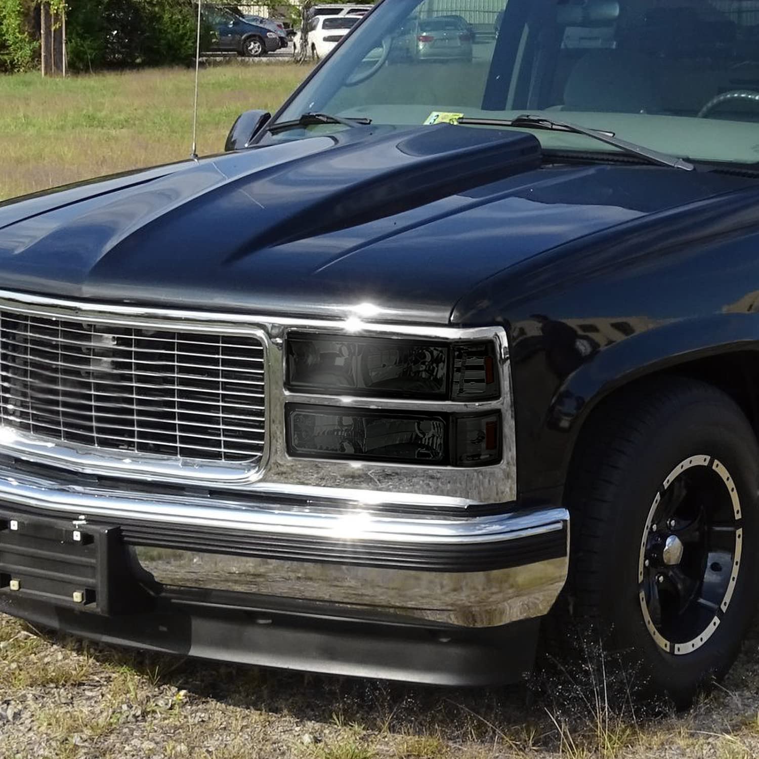 Spec-D Tuning Smoke Lens Headlights + Bumper Lights + Corner Lamps Compatible With 1994-1998 Gmc C10 Pickup Sierra Suburban Left