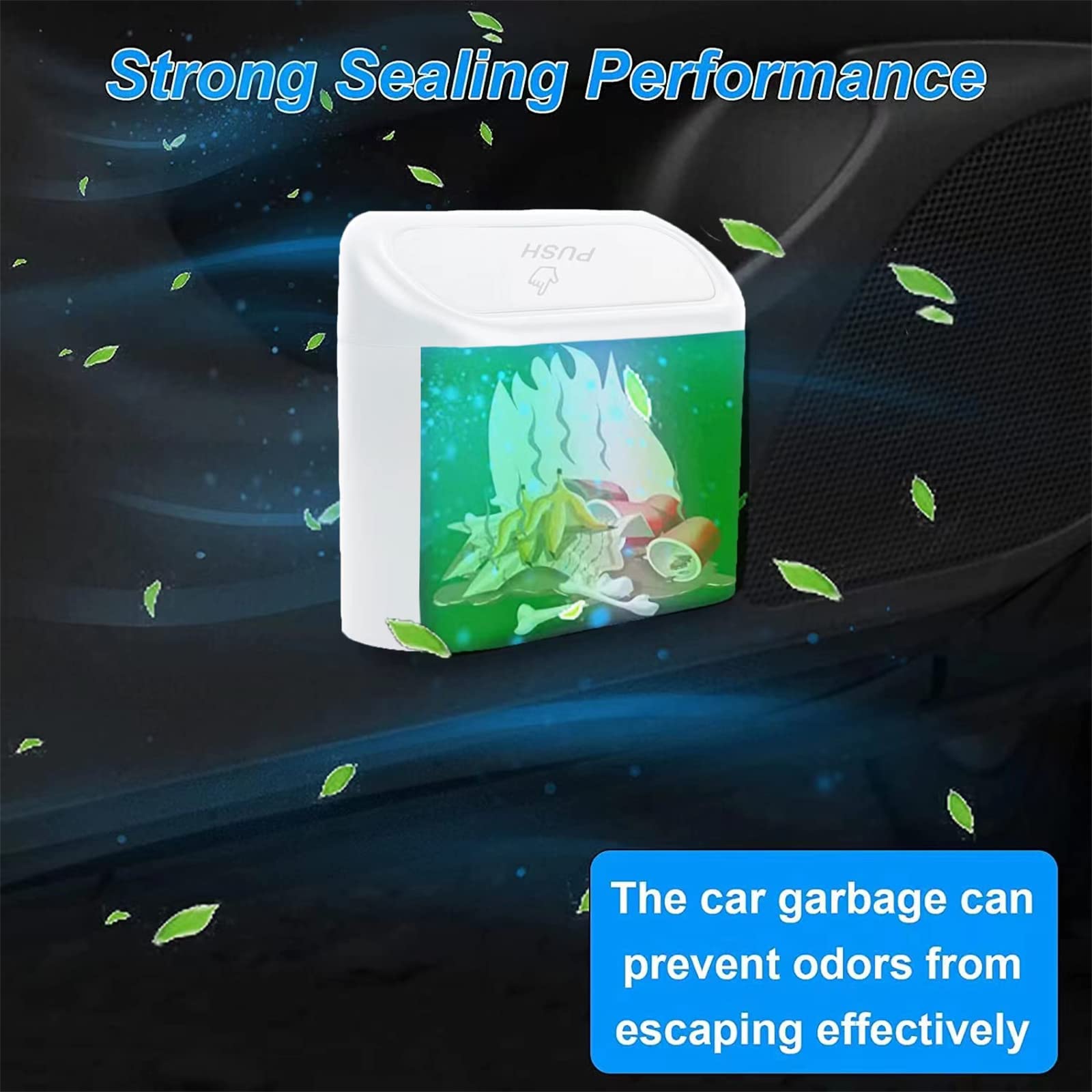 Tulsondai Mini Car Bin With Lid And 2 Trash Bags - White, Cute Car Accessory For Storage And Organization, Small Trash Can For K