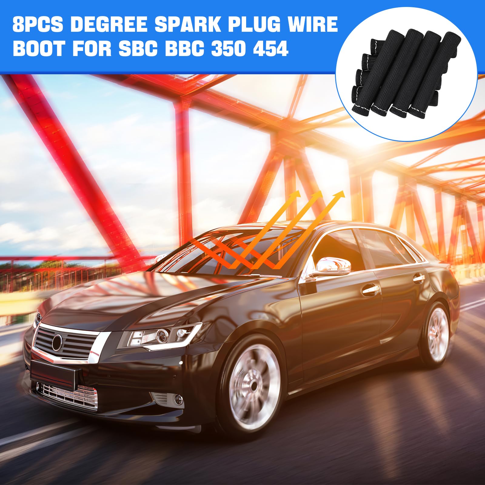 Shinehome Spark Plug Wire Heat Shield Sleeve 2500 Spark Plug Boot Protector Wire Boots Wrap For Sbc Bbc 350 454 8Pcs Spark Plug