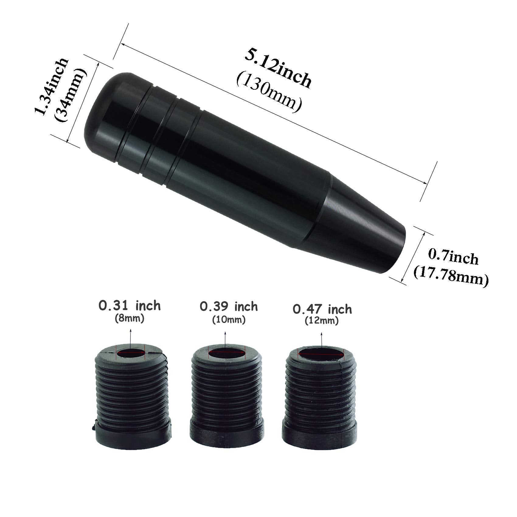 Abfer 5 Heavy Weighted Shift Knob, Aluminum Alloy Car Gear Lever Stick Shifter Handle Fit Most Automatic Manual Vehicle (Black)