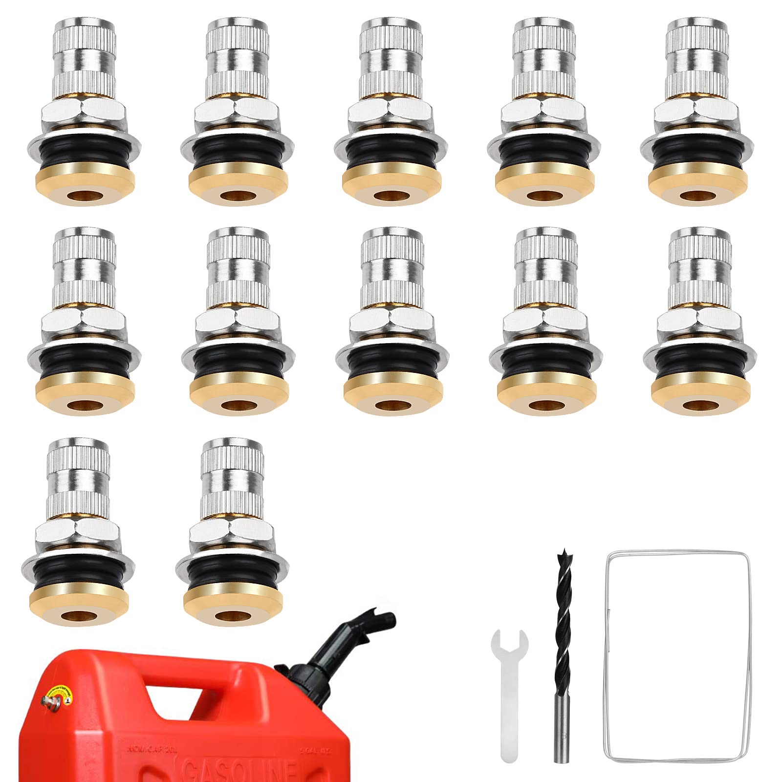 Taotazon Gas Can Vent Caps, 12 Pack Fuel Tank Exhaust Caps, Metal Replacement Plug For Faster Flow, Leak-Proof Jug Vents